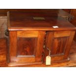 19th century mahogany cutlery canteen, two panelled doors enclosing four fitted drawers (void), 50cm