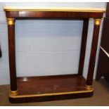 19th century rosewood and parcel gilded console table with marble top, 91cm wide