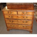 18th century oak chest with moulded edge over two short and three full width graduated drawers on