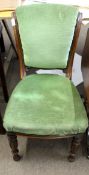 Victorian walnut green upholstered dining chair