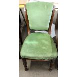 Victorian walnut green upholstered dining chair