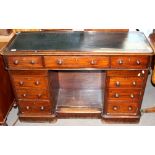 Victorian mahogany twin pedestal desk, the frieze fitted with three drawers raised on two pedestals,