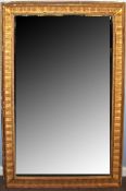 19th century gilt gesso framed rectangular large oval mantel mirror, framed with beaded border and