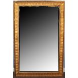 19th century gilt gesso framed rectangular large oval mantel mirror, framed with beaded border and