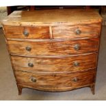 Early 19th century mahogany bow fronted chest of two short and three full width graduated drawers on