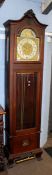 Early 20th century mahogany longcase clock with moon phase over circular silvered Arabic chapter