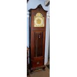 Early 20th century mahogany longcase clock with moon phase over circular silvered Arabic chapter