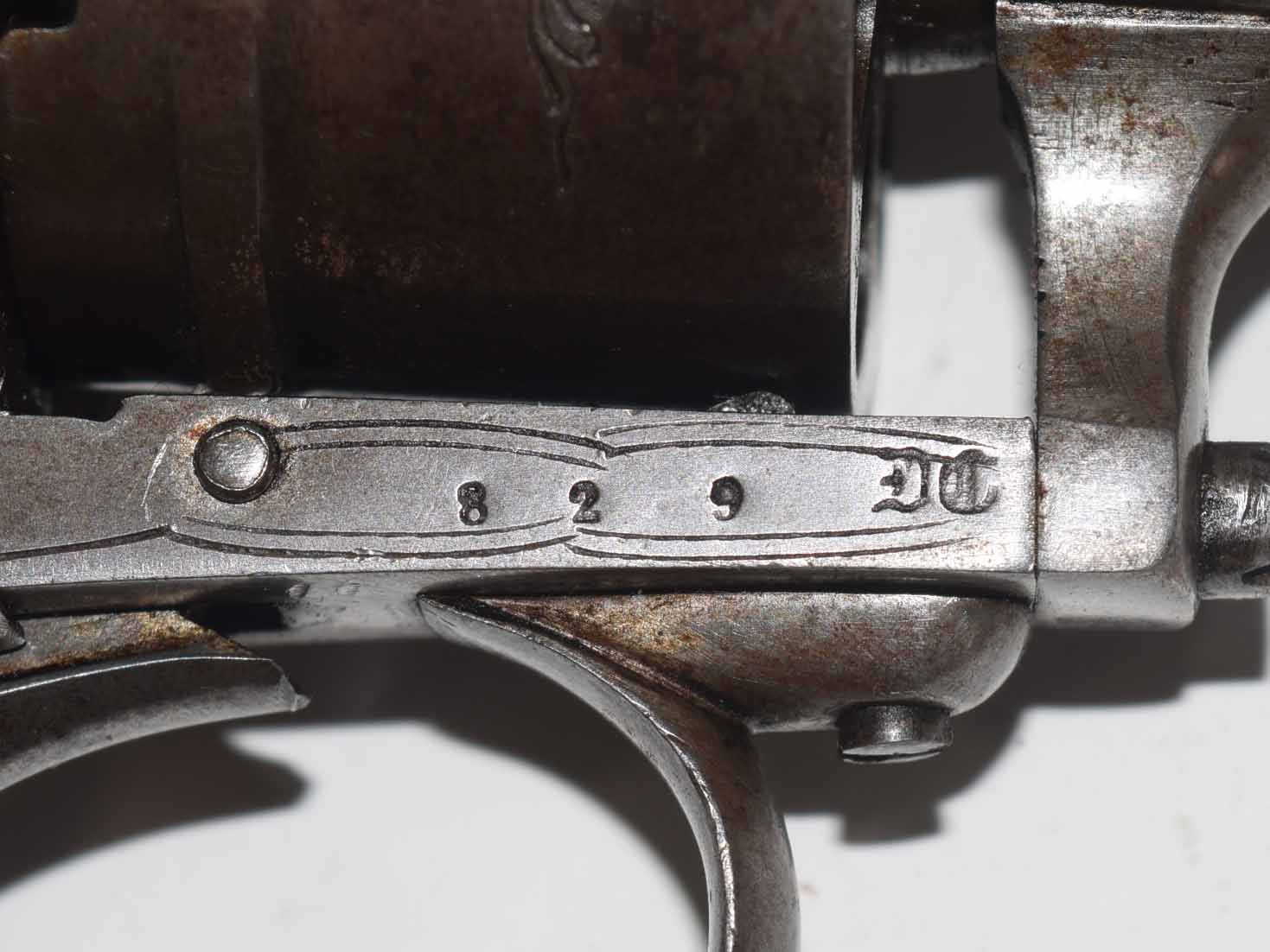 19th century c1880 Liege pin fire revolver, 6-shot double action calibre 12mm pistol with Liege - Image 3 of 7