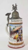 Early 20th century Regimental German lidded Stein depicting scenes of German 67th Regimental Field