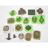 Quantity of 16 various Glengarry cap badges to include first type 1874 to 1881 72nd Regiment of Foot