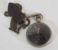 20th century officer's pocket watch on chain, with crows foot stamp verso with No 2370 C, dial faded