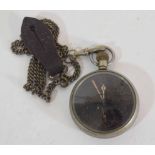 20th century officer's pocket watch on chain, with crows foot stamp verso with No 2370 C, dial faded