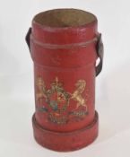 20th century Prince of Wales canvas cordite bucket with leather handle dated 1917, with Prince of