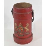 20th century Prince of Wales canvas cordite bucket with leather handle dated 1917, with Prince of
