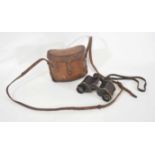 Pair of binoculars, No 3 MKII 1913 Ross of London, officer's private purchase, with leather strap