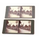 Pair of WWI Western Front stereograph scenes depicting British Cycling Battalion en route to war