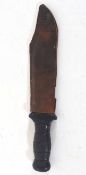 Japanese stainless steel Bowie knife with rubber handle and scabbard, overall length 32cm