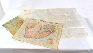 WWII RAF/SOE silk escape map of zones of France, 2nd edition, dated March 1944, scale 1:2,000,000,