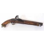 19th century flintlock pistol, possibly East India Co origin, with brass butt and suspension loop,