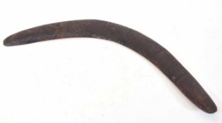 Australian Aboriginal boomerang, with geometric design to top, length 54cm