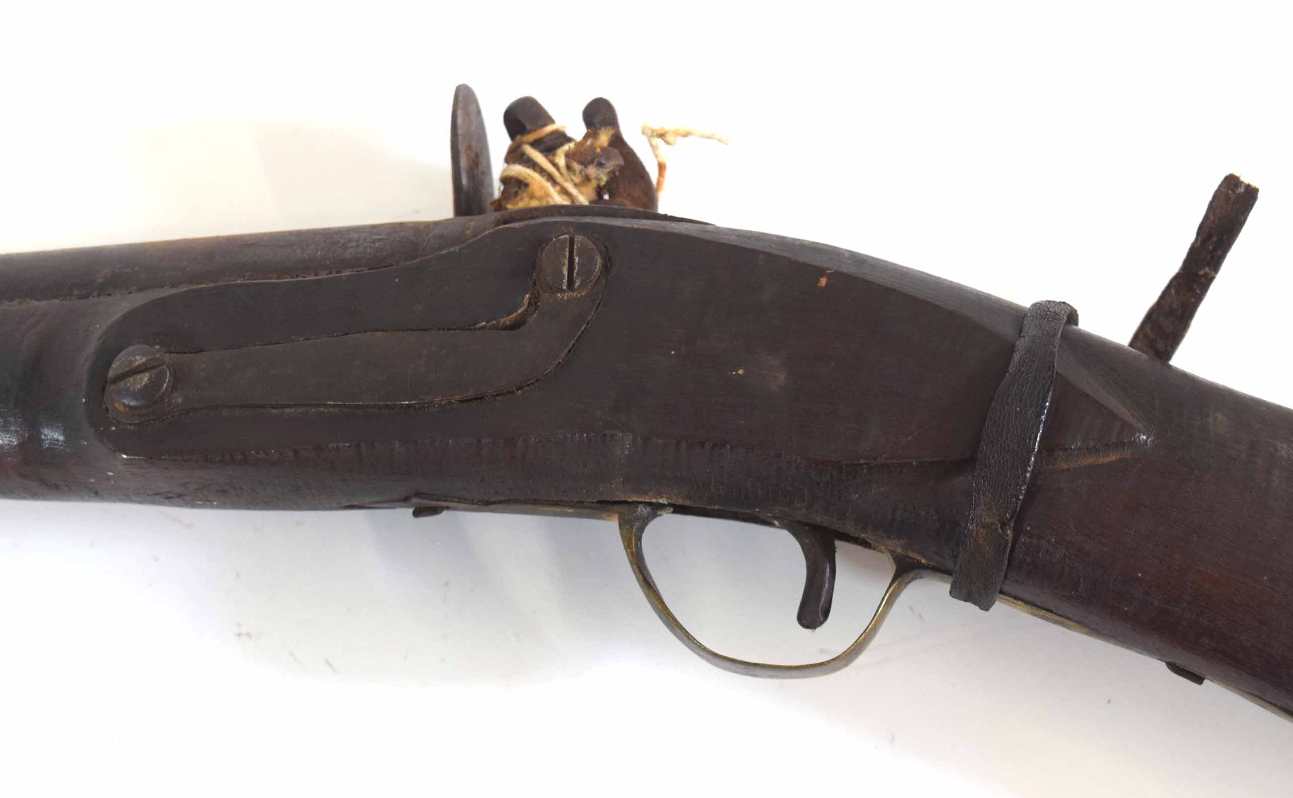 19th century flintlock musket, markings to lock plate illegible, overall length 132cm - Image 12 of 12