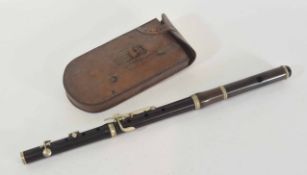 Late 19th/early 20th century military flute/piccolo in leather case, no markings except War Dept