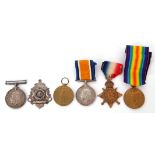 Presumed family group of Great War medals comprising three No 47806 Pte J S Lambert of the Suffolk