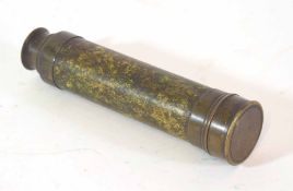 Small three-section brass telescope with no visible markings, length extended 41cm