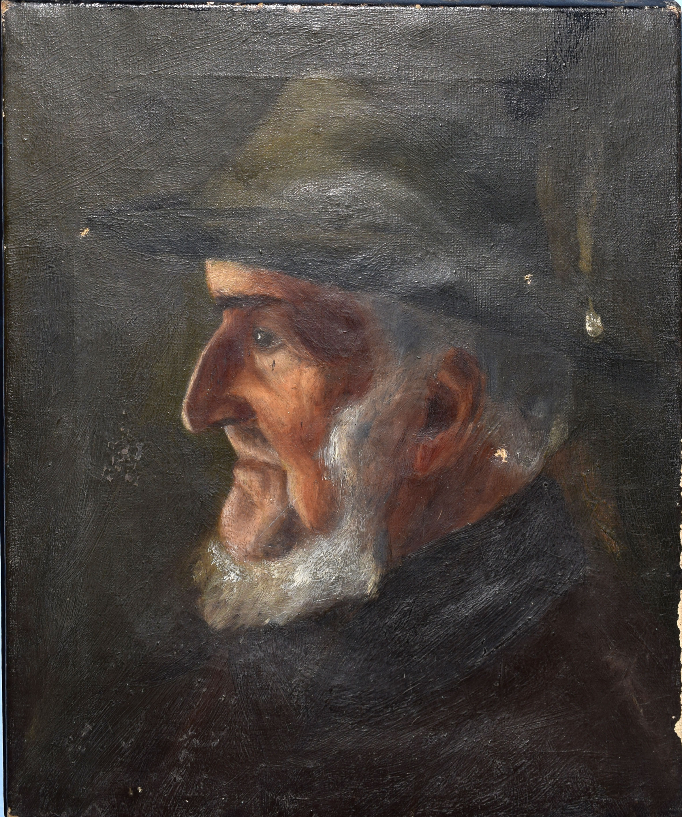 Attributed to David W Haddon (act 1884-1911), Portrait of a bearded man, oil on canvas, 36 x 30cm,