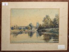 AR Charles Mayes Wigg (1889-1969), Norfolk River Scene, watercolour, signed lower left, 25 x 35cm