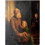 After J Dyckmans (19th Century), The Blind Beggar, oil on board, 29 x 22cm, unframed