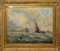 English School (19th Century), Shipping in a Choppy Sea, oil on canvas, 49 x 59cm