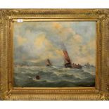 English School (19th Century), Shipping in a Choppy Sea, oil on canvas, 49 x 59cm