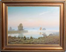 AR David F Dane (Contemporary), 'Sunrise, St Benet's Abbey', oil on canvas, signed lower left, 29 x