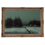 AR Wiktor Kozecki (1890-1980), Winter landscape at night, oil on canvas, signed lower left, 60 x