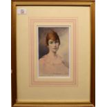 Mario Grixoni (1879-1946), 'Angelina aged 24', watercolour, signed and dated 1920, 20 x 12cm