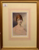 Mario Grixoni (1879-1946), 'Angelina aged 24', watercolour, signed and dated 1920, 20 x 12cm