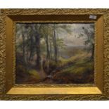 Attributed to George Turner of Derby (1843-1910), Wooded Landscape, oil on canvas, 35 x 45cm