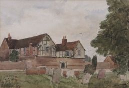 E W Wimperis (1865-1946), "The Old Rectory", initialled to gravestone, 16 x 23cm Provenance: The