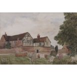 E W Wimperis (1865-1946), "The Old Rectory", initialled to gravestone, 16 x 23cm Provenance: The