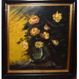 Hermi A Schubler (20th Century), Roses in a Vase, oil on board, signed lower right, 58 x 48cm