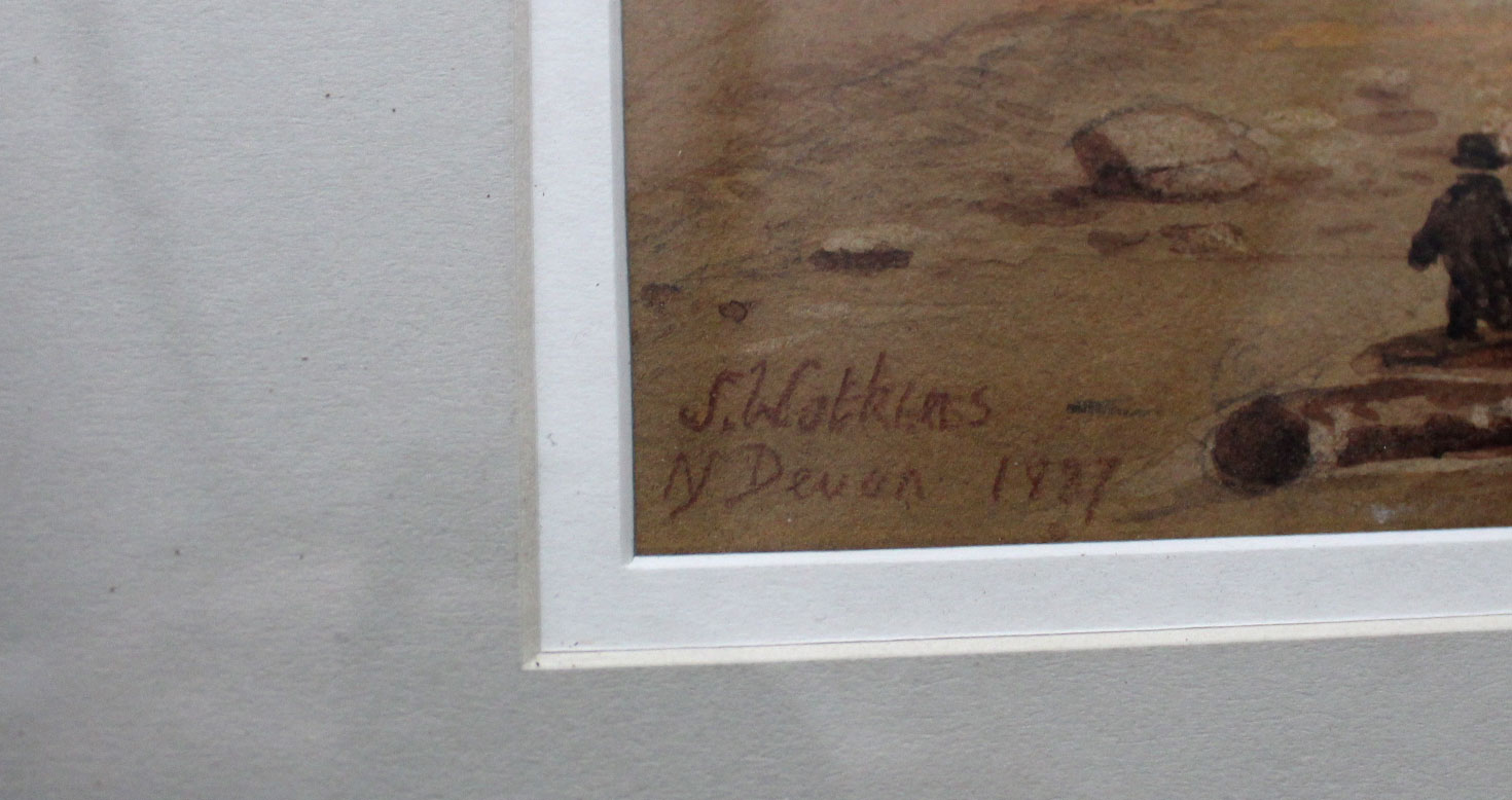 S Watkins (19th Century), Coastal Scene - North Devon 1937, watercolour, signed and inscribed with - Image 2 of 2