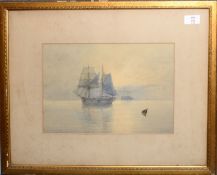 Charles Harmony Harrison (1842-1902), Shipping Becalmed, watercolour, signed and indistinctly dated