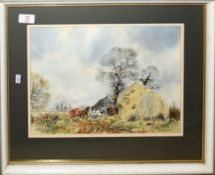 Brian E Day (Born 1934), Farm Scenes, pair of watercolours, both signed, 26 x 36cm, (2)