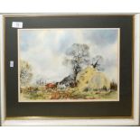 Brian E Day (Born 1934), Farm Scenes, pair of watercolours, both signed, 26 x 36cm, (2)