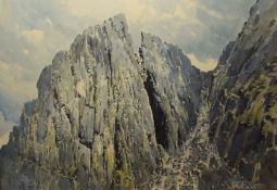 Edwin Grieg-Hall (19th/20th Century), 'Pillar Rock', watercolour, signed lower left, 53 x 74cm