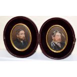 English School (Early 20th Century), Portraits of a Bearded Gent, 2 portrait miniatures in folding