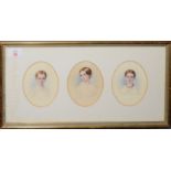 English School (Mid 19th Century), Portraits of 3 Sisters from the West Family circa 1840, 3