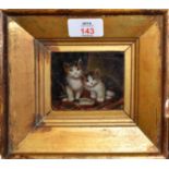 English School (19th/20th Century), Kittens, miniature oil on panel, 7 x 8cm