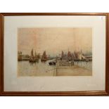 Sawbridge Family (19th/20th Century), Harbour Scene with Boats, watercolour, 34 x 51cm